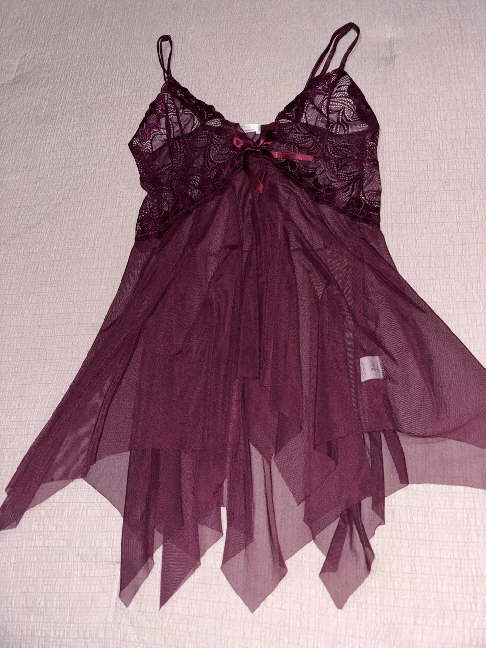 Lace & Mesh Chemise Nightdress in Plum